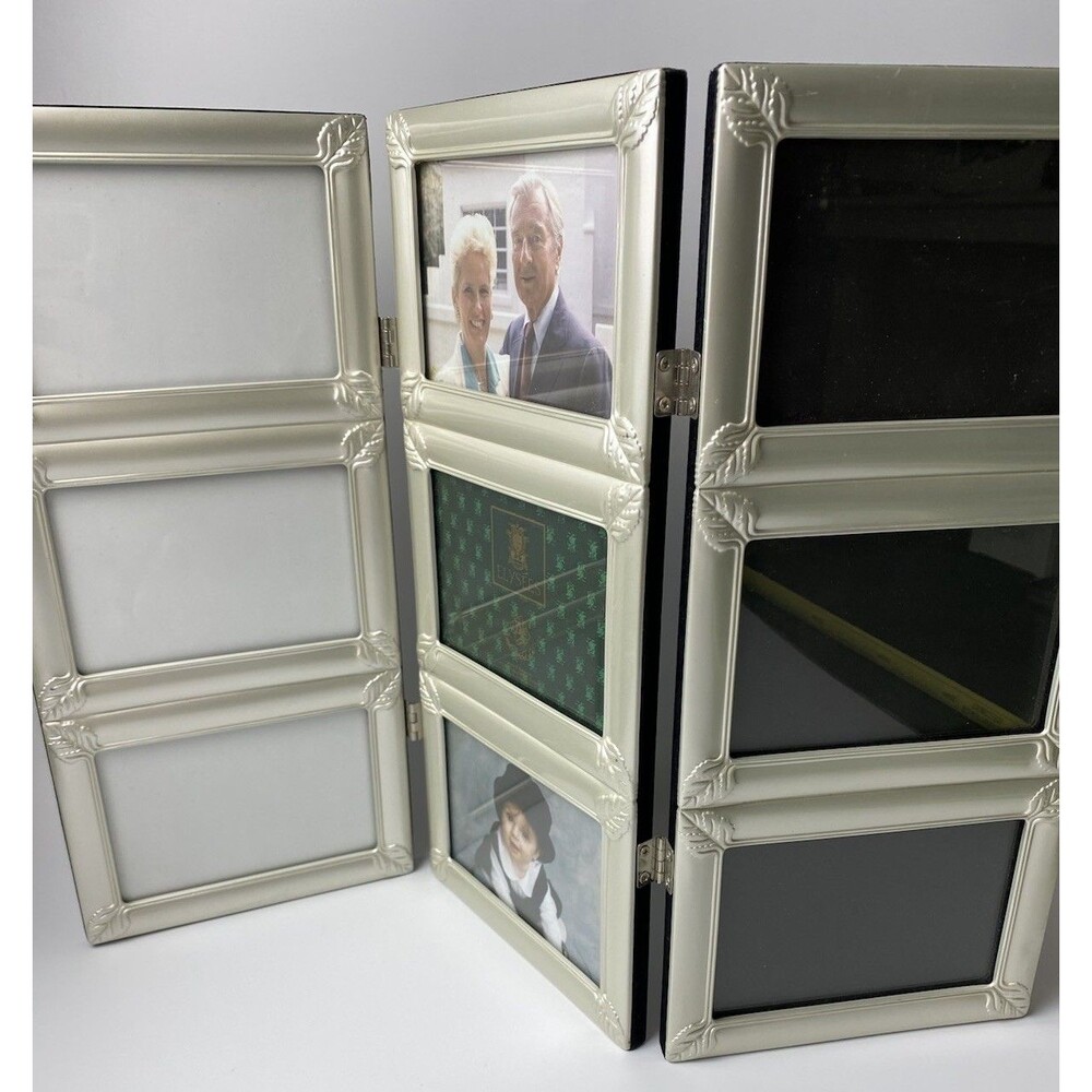 Vtg Elysees Loui Michel Handcrafted Hinged Accordion Silver Frame 9 5x3.5 Photos